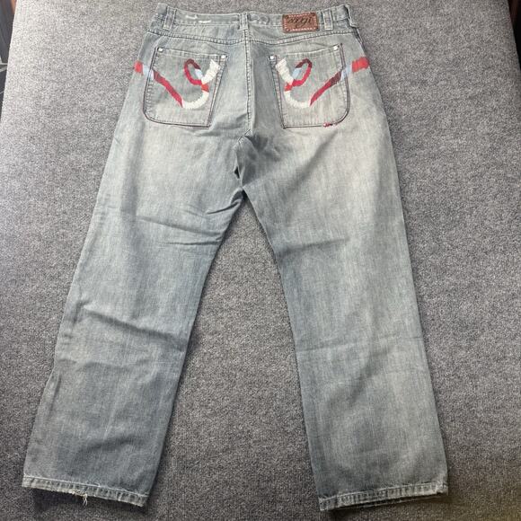 Vintages Y2K COOGI Big Embroidered Denim Jeans Baggy Hip Hop Wash Denim Sz 38x34 - Picture 2 of 9